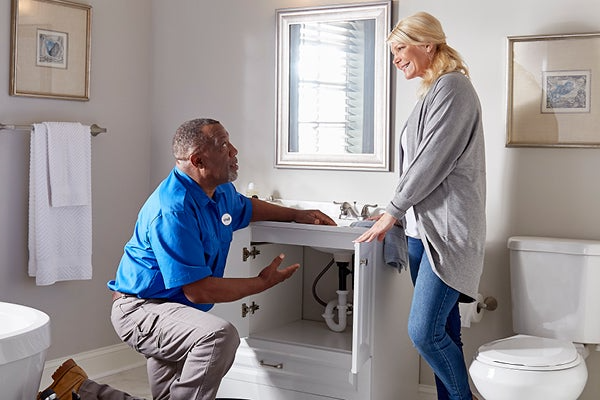 conversation over bathroom sink